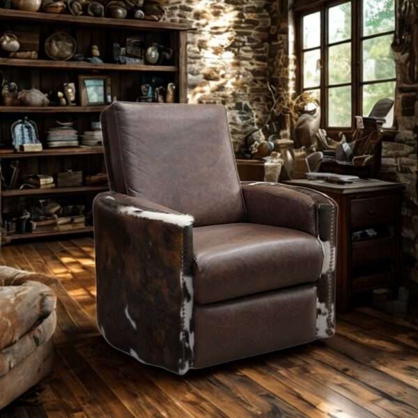 Rawhide Ridge Swivel Recliner western style full-grain leather rustic furniture Texas