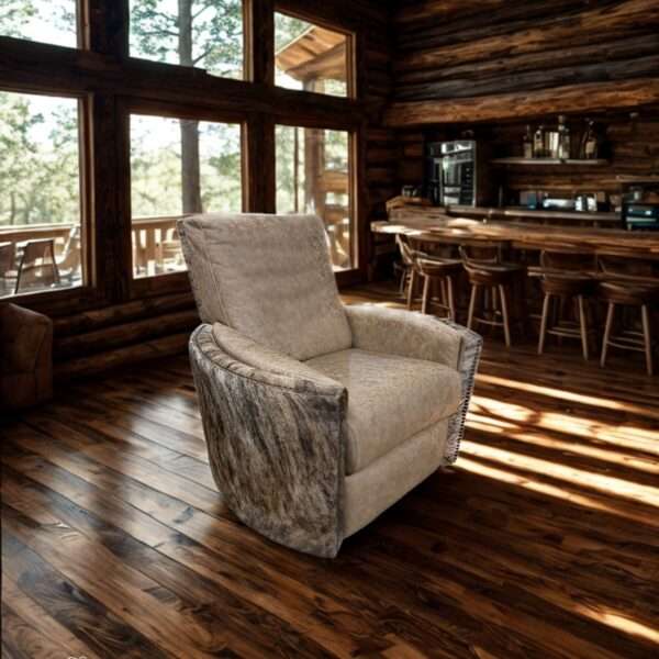 Brindle Ridge Barrel Swivel Push-Back Recliner western luxury furniture Texas